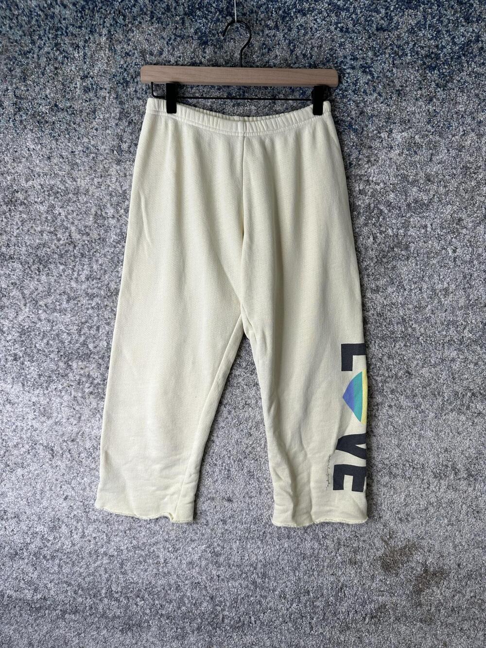 Spiritual Gangster Sweatpants Womens Medium White LOVE Graphic Cropped Pride